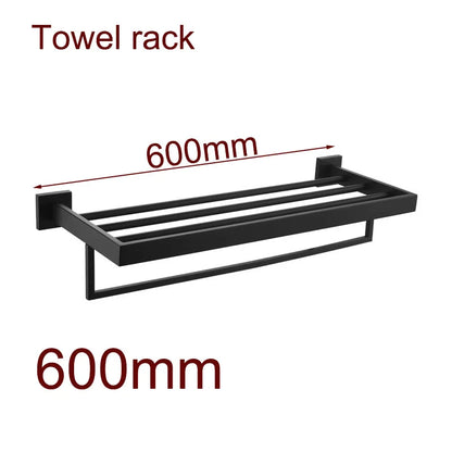 Black Bathroom Stainless Steel Wall Rack Towel Rack