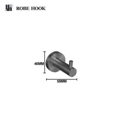 Grey Bathroom Hardware Kit Stainless Steel Round Wall