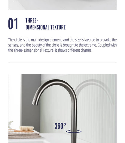 Gunmetal Basin Faucet Knurled Switch 360 Rotating Spout