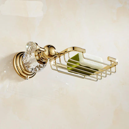 Shower Shelf Toilet Paper Holder Golden Crystal Wall