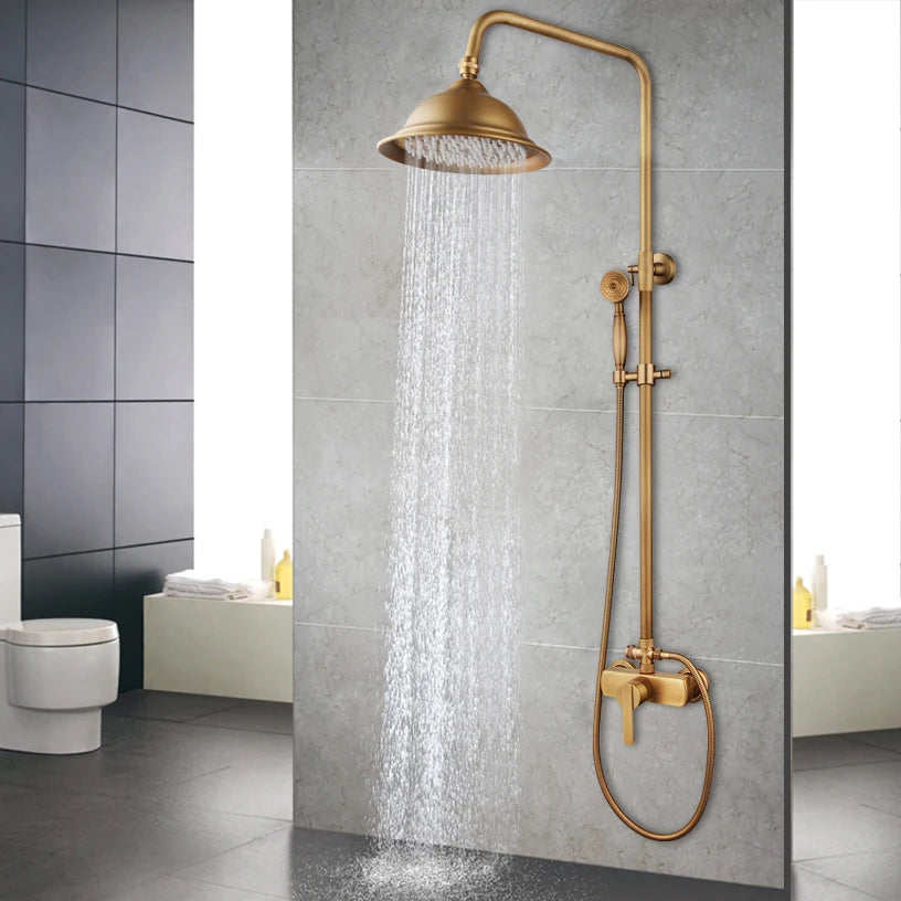 Kemaidi Antique Shower Bathroom Bath Shower Faucet W/Shelf