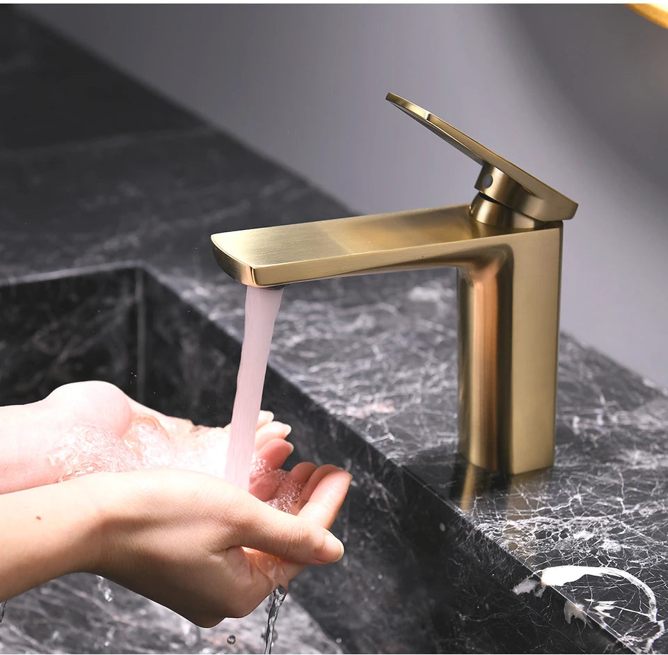 Vgx Brushed Gold Bathroom Faucets Square Basin Mixer