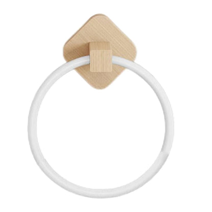 Adhesive Towel Ring Aluminum Wood Wall Mounted Matte