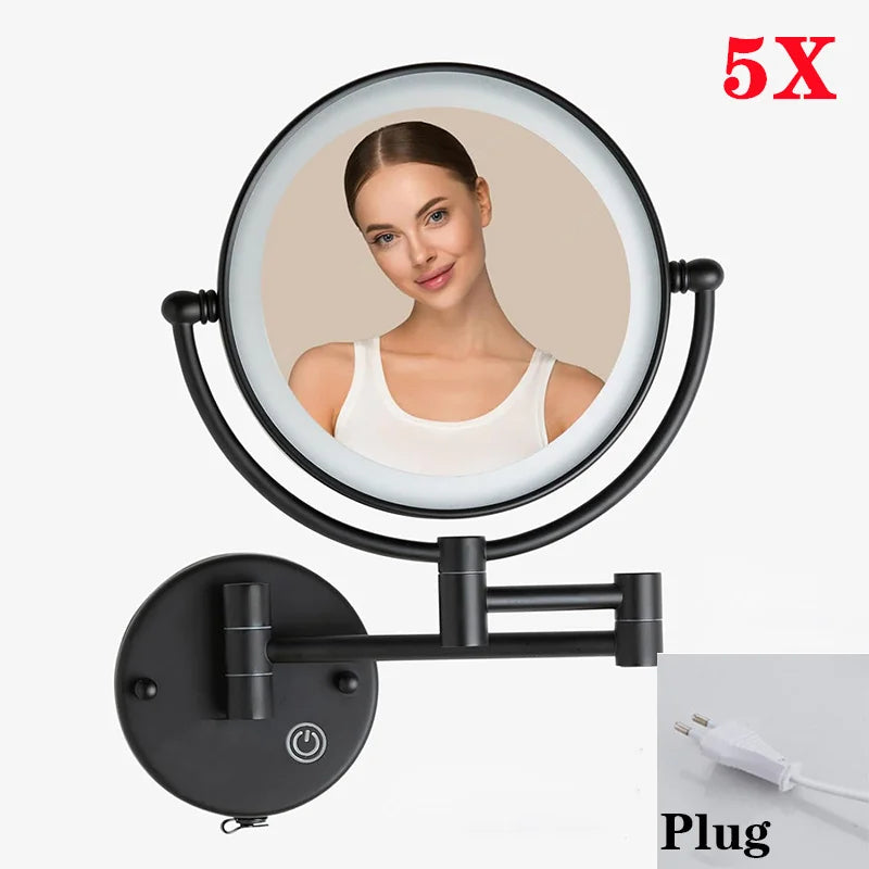 Brushed Gold Led Folding Touch Bathroom Mirrors Of