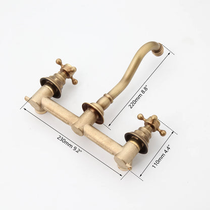 Kemaidi Bathroom Faucet Antique Brass Wall Mounted Bathroom