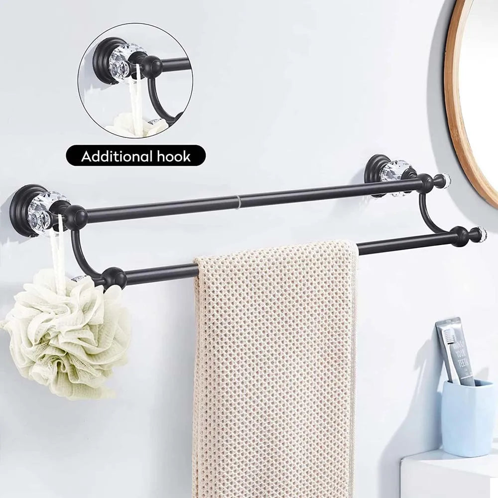 Luxury Crystal Gold Bathroom Hardware Wall Mounted Retractable