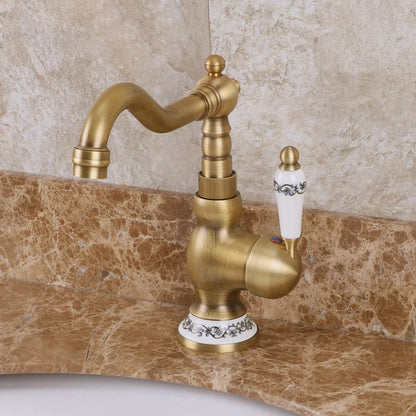 Bathroom Sink Faucet Antique Bronze 360 Degree Turn
