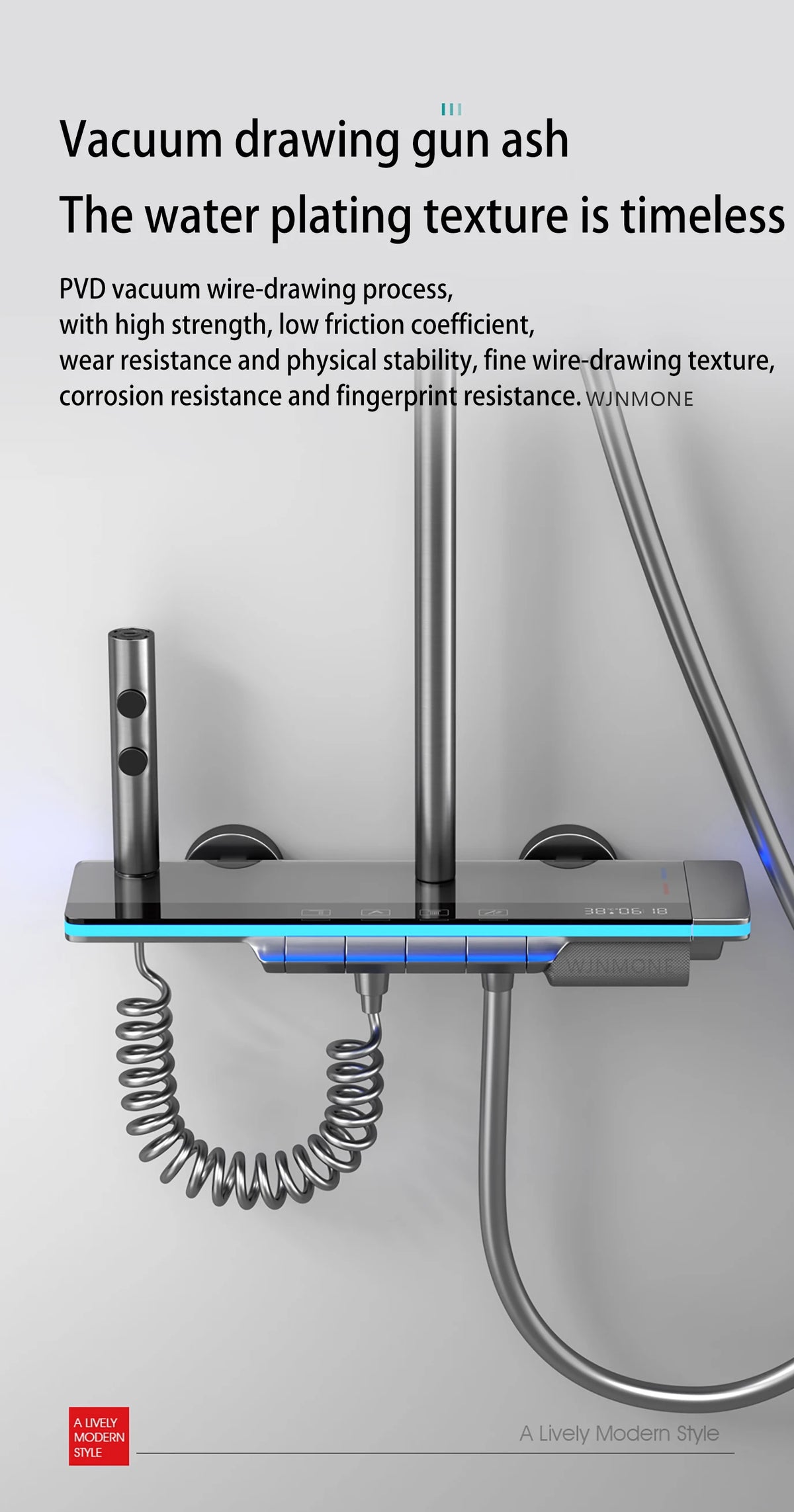 Luxury Smart Digital Temperature Shower System Bathroom Rain