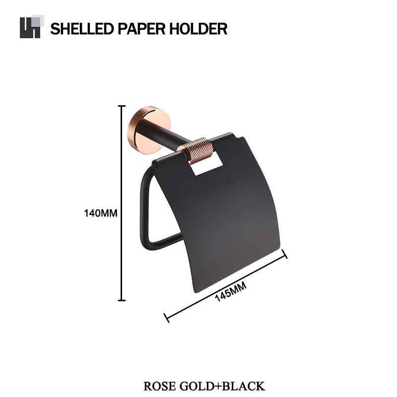 Rose Gold &Black Wall Mount Shelf Toilet Bath