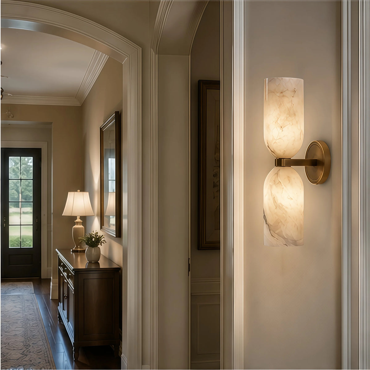 Brass Marble Wall Light Alabaster Wall Sconce Led