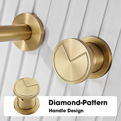 Luxury Brushed Gold In-Wall Brass Bathroom Basin Faucet