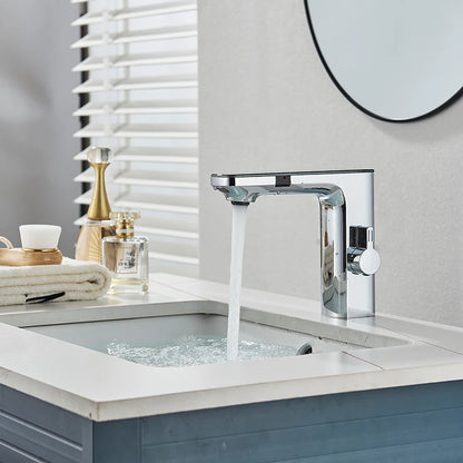 White Touchless Sensor Basin Faucet Smart Digital Display