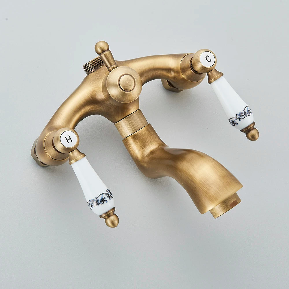 Retro European Bathtub Shower Faucet Handled Handshower Ceramics