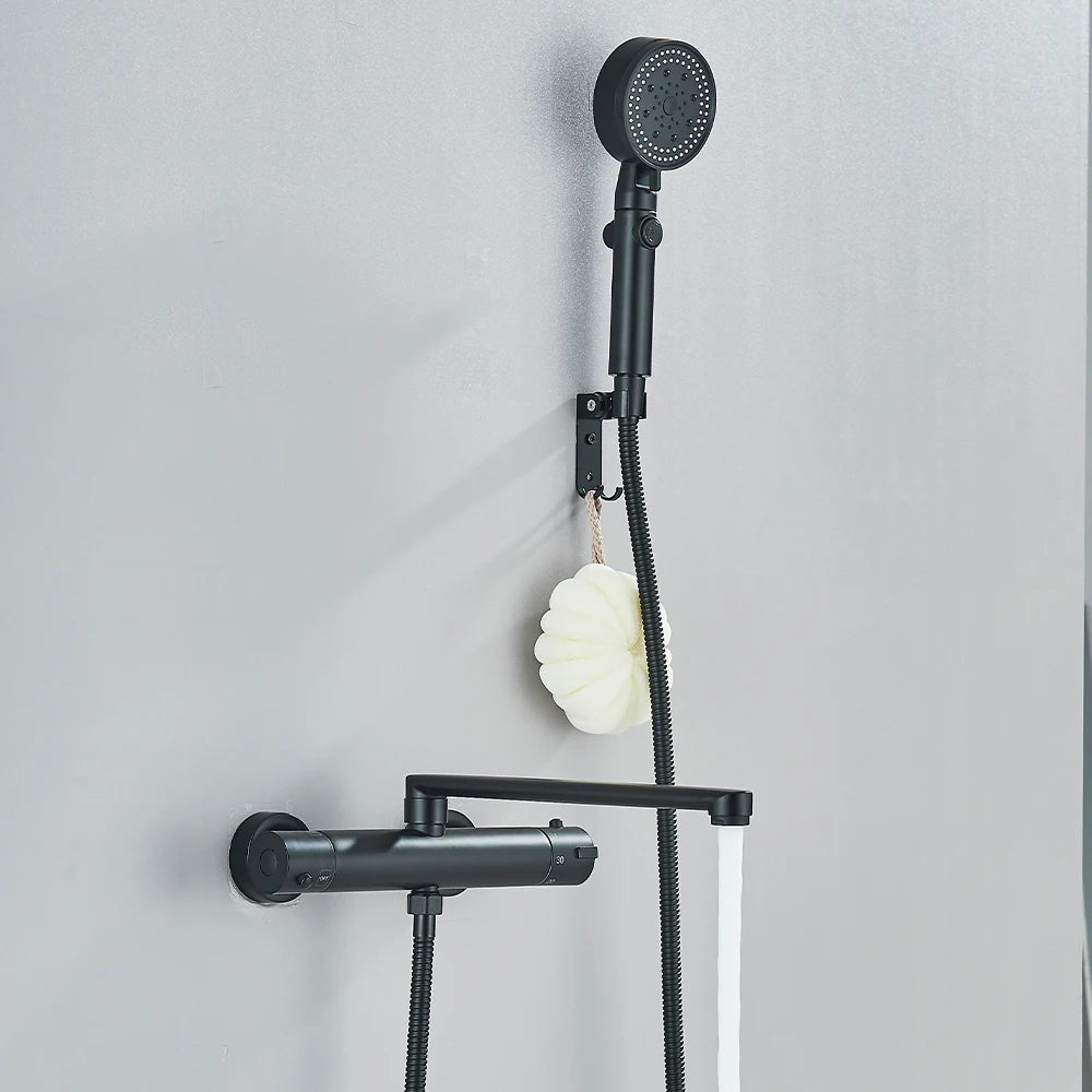 Thermostatic Shower Faucet Bathroom Black Mixertap Thermostat