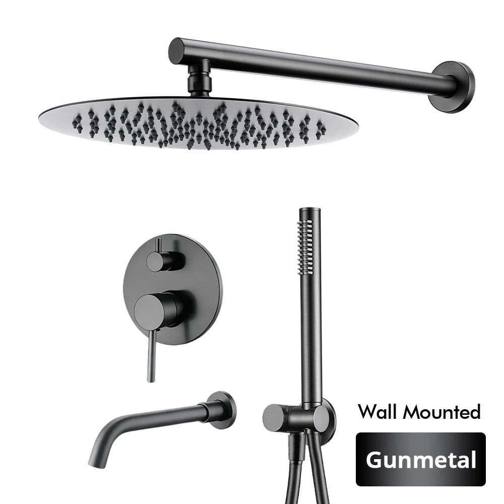 Bathroom Faucet Shower Mixer Tap Spout Black Solid