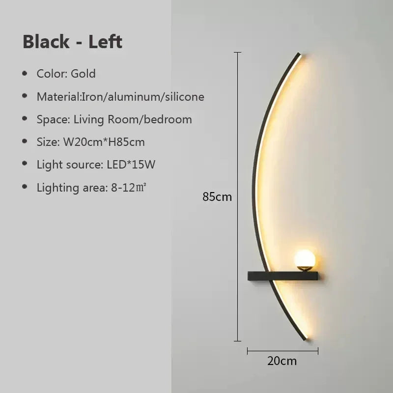 Modern Led Simple Art Bedroom Bedside Wall Lamp