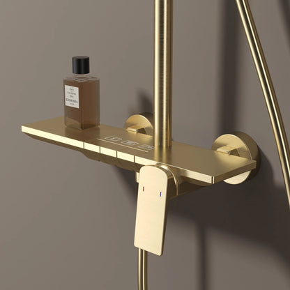 Brushed Gold Piao Bathroom Shower System Brass Waterfall