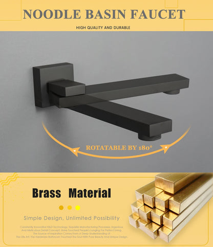 Brass Brushed Gold Mixer Faucet Wall-Mounted Round Square