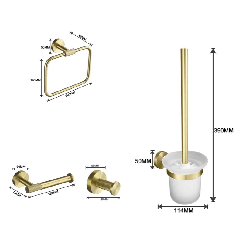 Brushed Gold Towel Bar Toilet Seat Rack Robe
