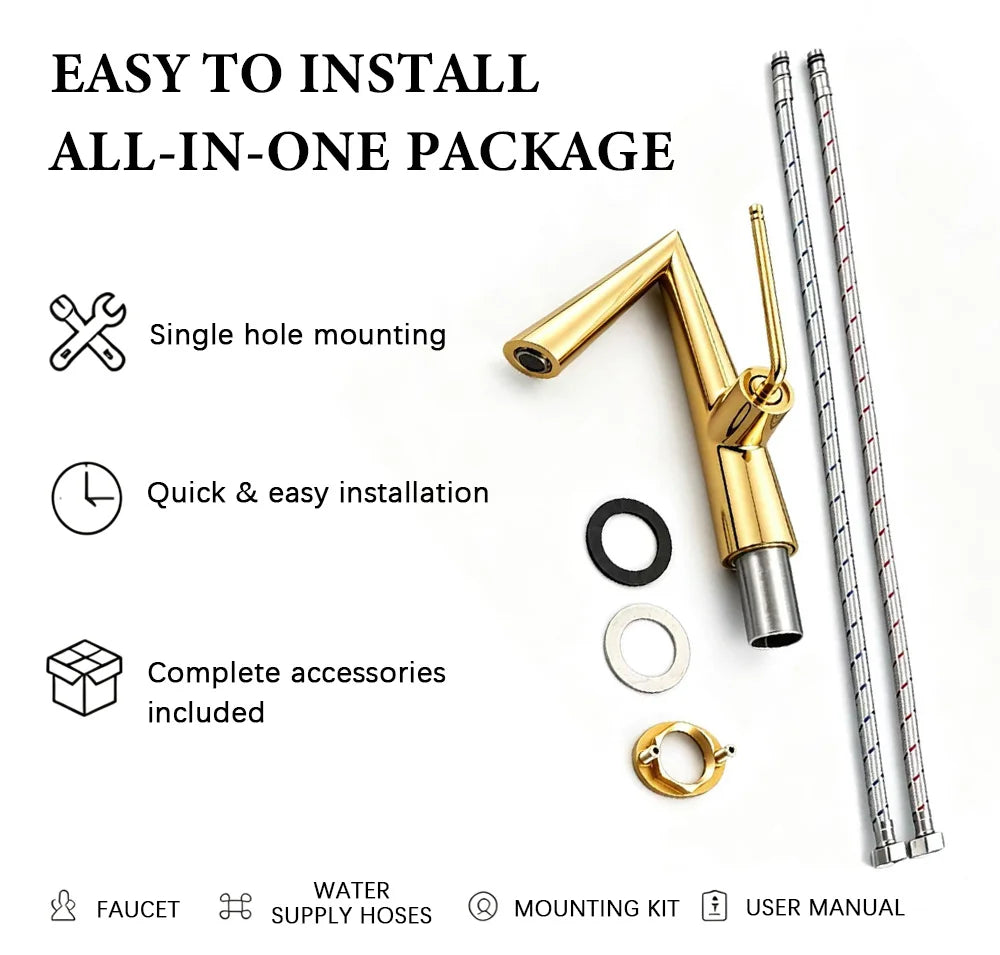 Solid Brass Basin Faucet Deck Mounted Bathroom Faucet
