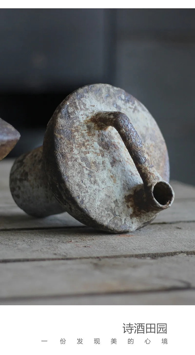 Wabi Sabi Style Ceramic Vase Retro Dried Flowers