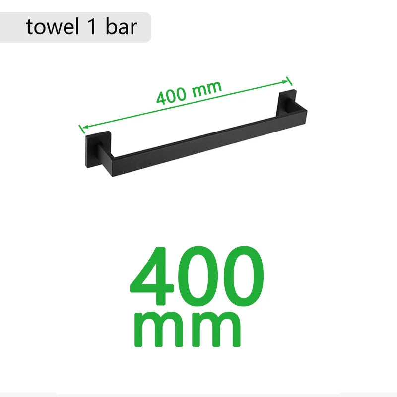 Matte Black Bathroom Hardware 304 Stainless Steel Towel
