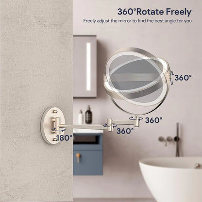 Brushed Nickel Touch Led Folding Bathroom Mirror 10x