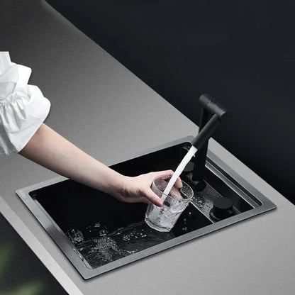 Black 304 Stainless Steel Sink Faucet Concealed Folding