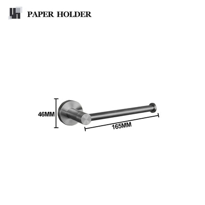 Grey Bathroom Hardware Kit Stainless Steel Round Wall