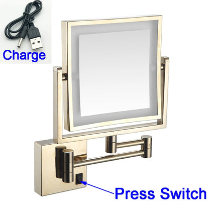 Led Bathroom Mirror 3x Magnifying Dual Arm Extendable