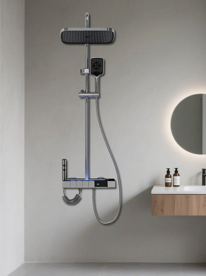 Digital Display Shower Faucet Modern Style Rainfall Bathroom