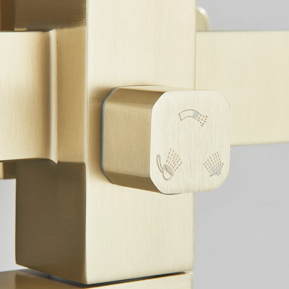 Brushed Gold Rainfall Shower System Cold Bathroom Shower