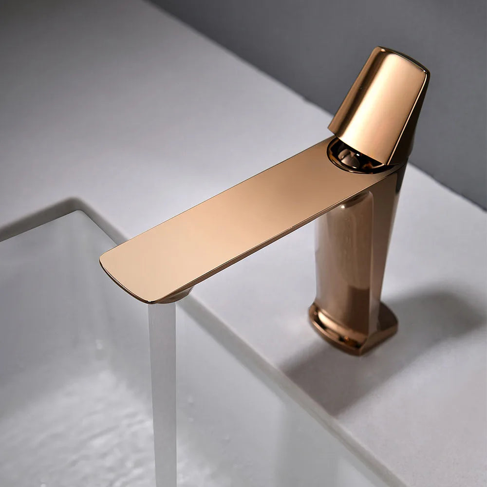 Kemaidi Rose Gold Bathroom Basin Sink Faucet Square