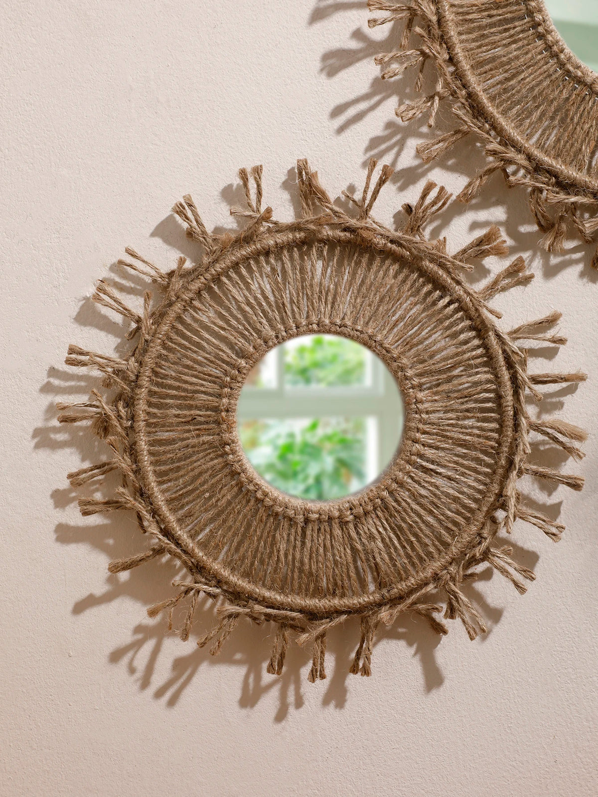 Boho Decorative Mirrors Macrame Round Mirror Aesthetic Room