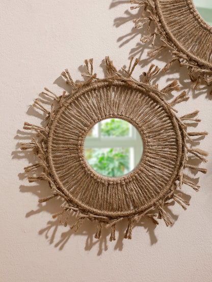 Boho Decorative Mirrors Macrame Round Mirror Aesthetic Room