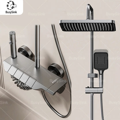 Bathroom Aluminum Shower Gunmetal Gray Cold Water Piano