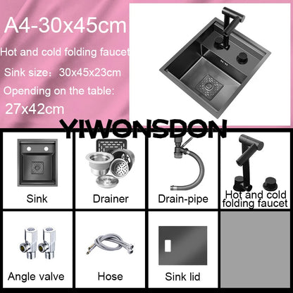 Nano Hidden Bar Sink Black Folding Faucet Mini