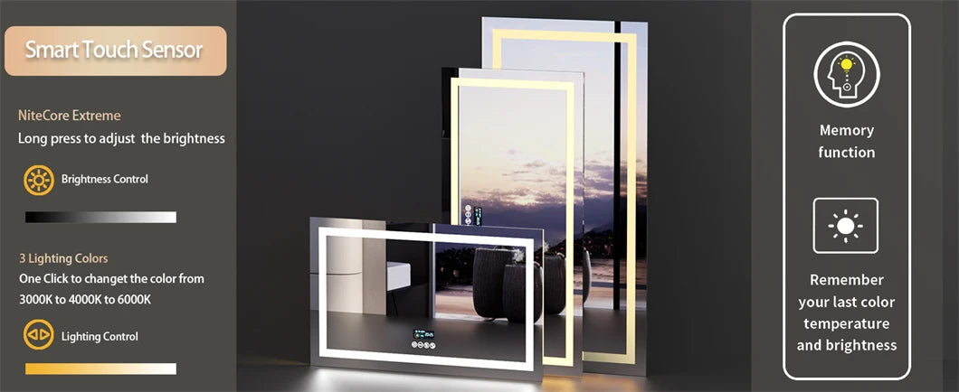 Xxl Bathroom Mirror Smart Led Vanity Mirror Wall