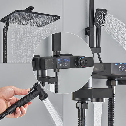 Black Smart Thermostatic Shower Faucet Bathroom Intelligent