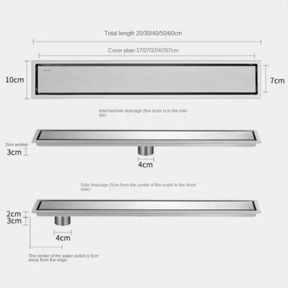 Luxury Hidden 304 Stainless Steel Rectangular Floor Drain