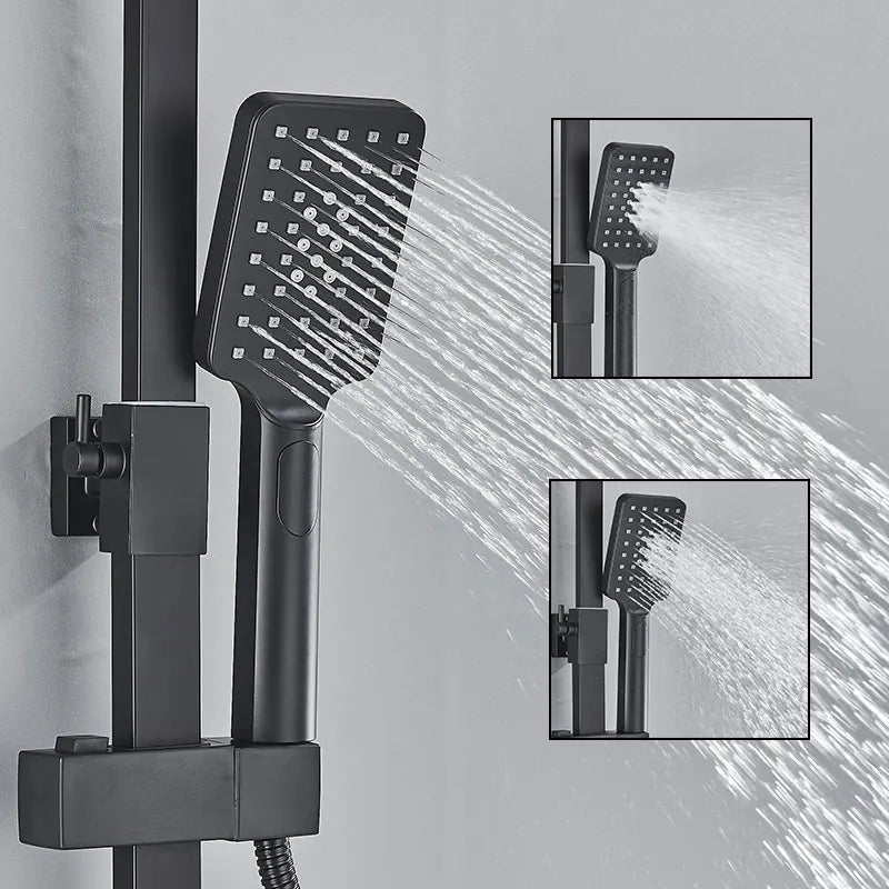 Black Thermostatic Shower Faucets Digital Display Screen Cold