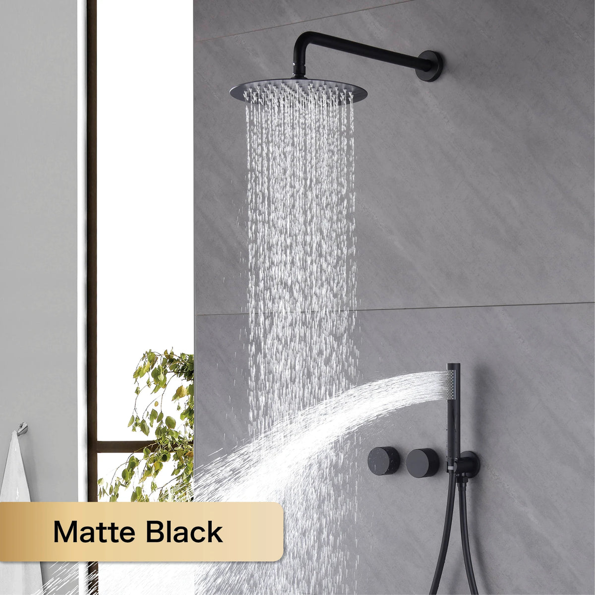 Luxury Gun Gray Brass Bathroom Shower System Concealed