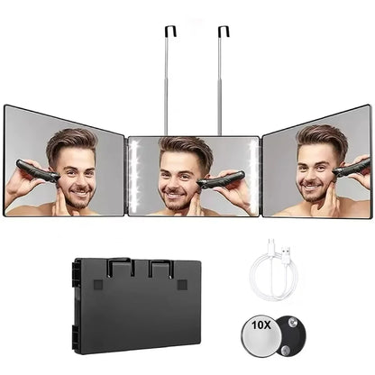 Travel 360 Trifold Vanity Makeup Mirror Height Adjustable