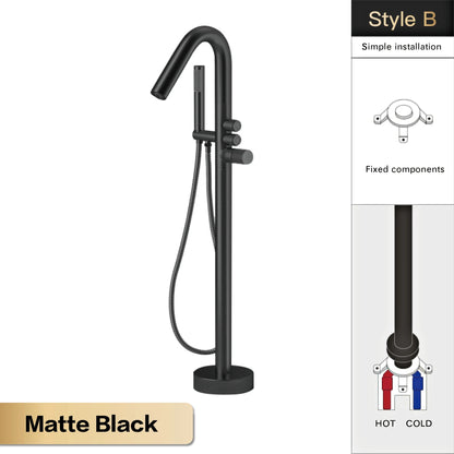 Aitna Gold Brass Luxury Bathroom Faucet Floor Standing