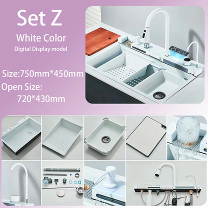 304 Stainless Steel Waterfall Sink Large Slot Integrated