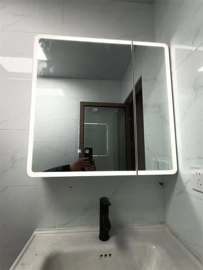 Arc-Shaped Smart Bathroom Mirror Cabinet Wall-Mounted Bathroom
