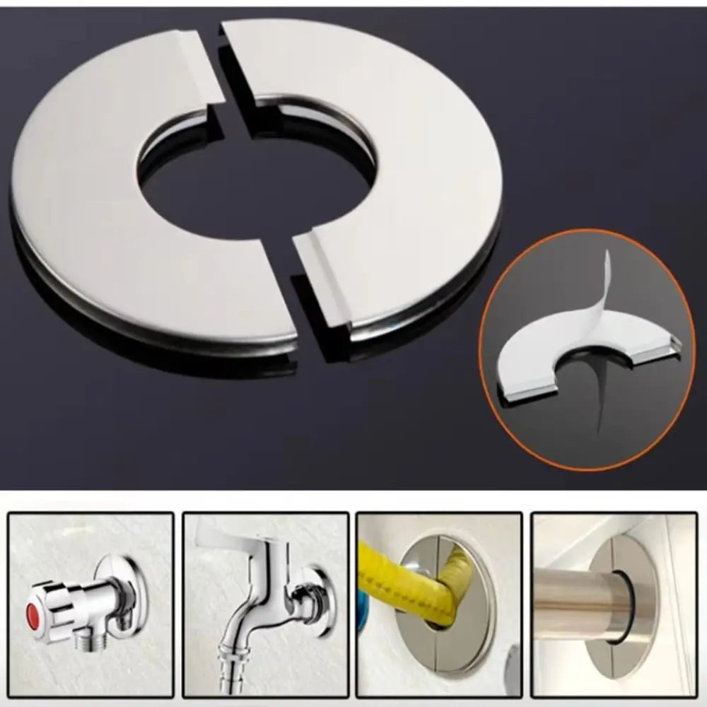 Useful Self-Adhesive Shower Faucet Cover Stainless Steel Silver