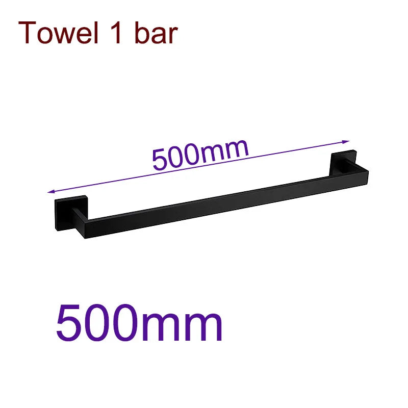 Black Bathroom Stainless Steel Wall Rack Towel Rack
