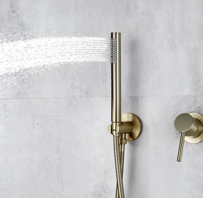 Jieni Rainfall Shower Faucet Brushed Gold Bathroom Shower