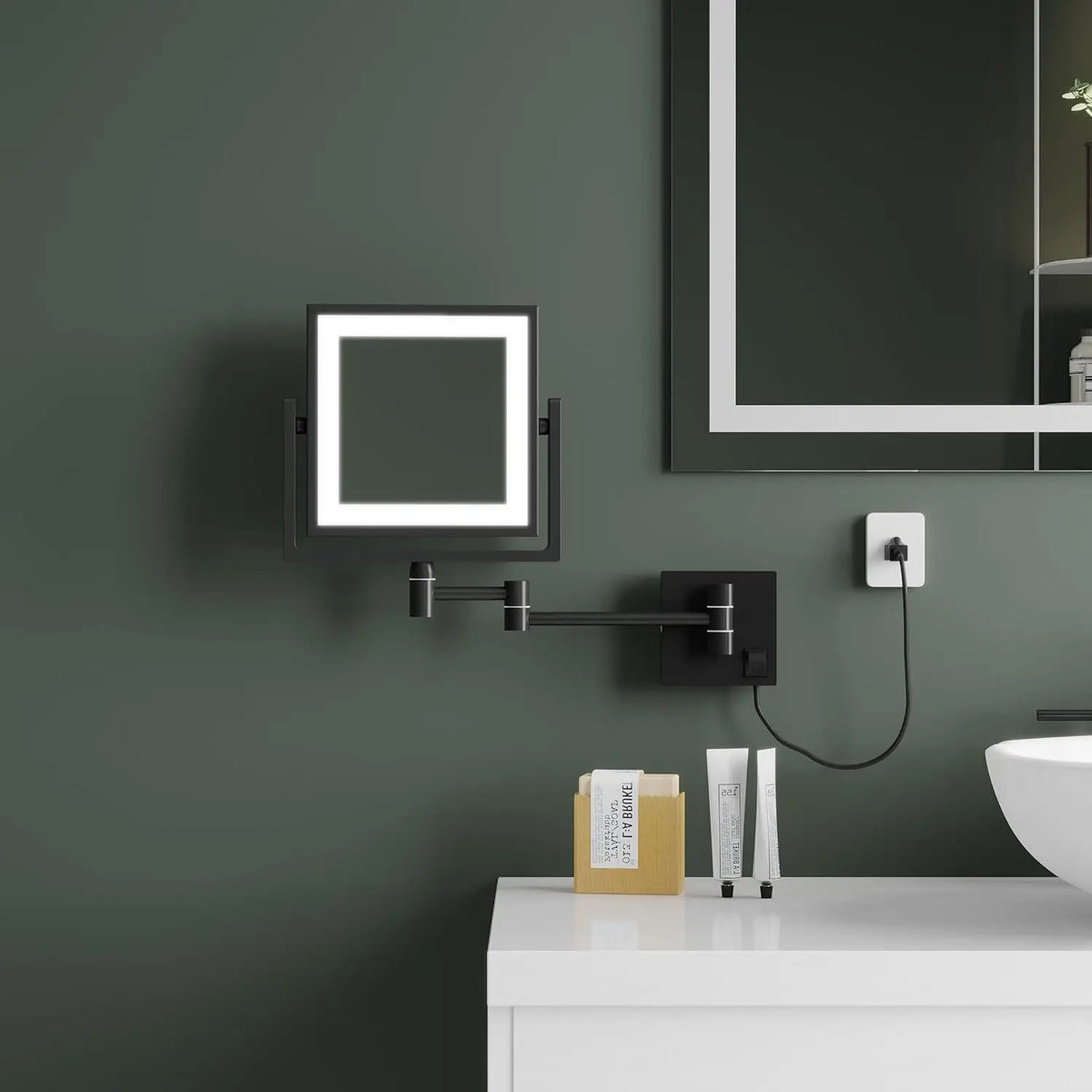 Led Bathroom Mirror 3x Magnifying Dual Arm Extendable